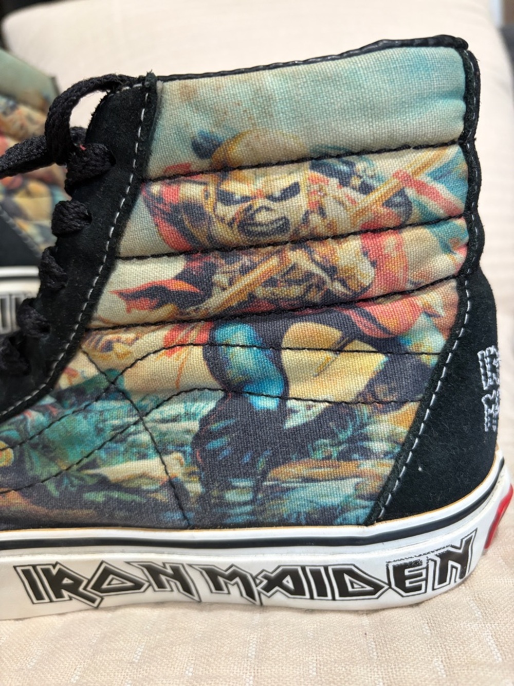 Vans Iron Maiden High-Top Sneakers in Black, Teal, Yellow and Red